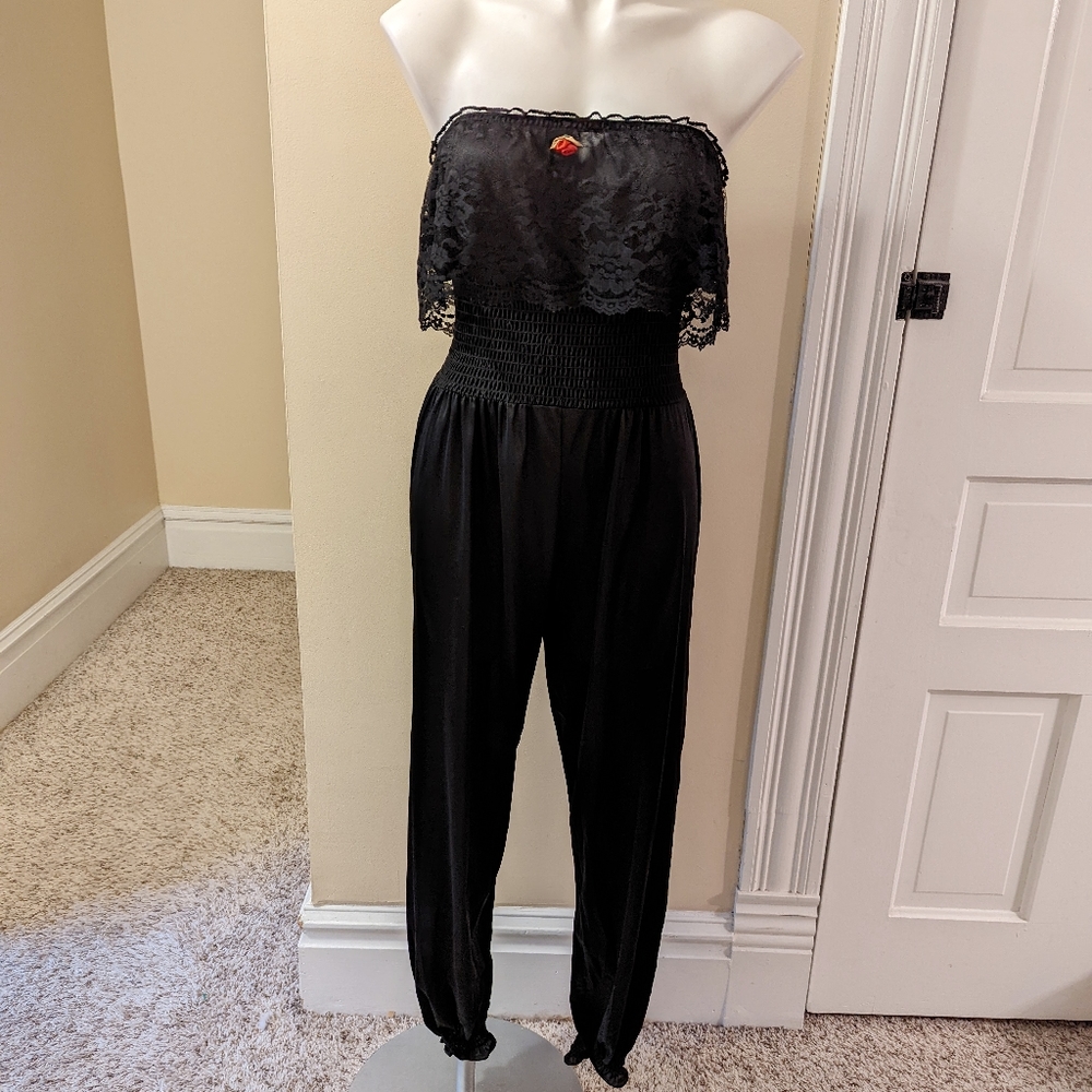 Vintage Undercover Wear black strapless jumpsuit lingerie size medium